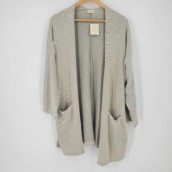 Donni Sweaters - Donni 3/4 Sleeve Long Gray Textured Cardigan NWT